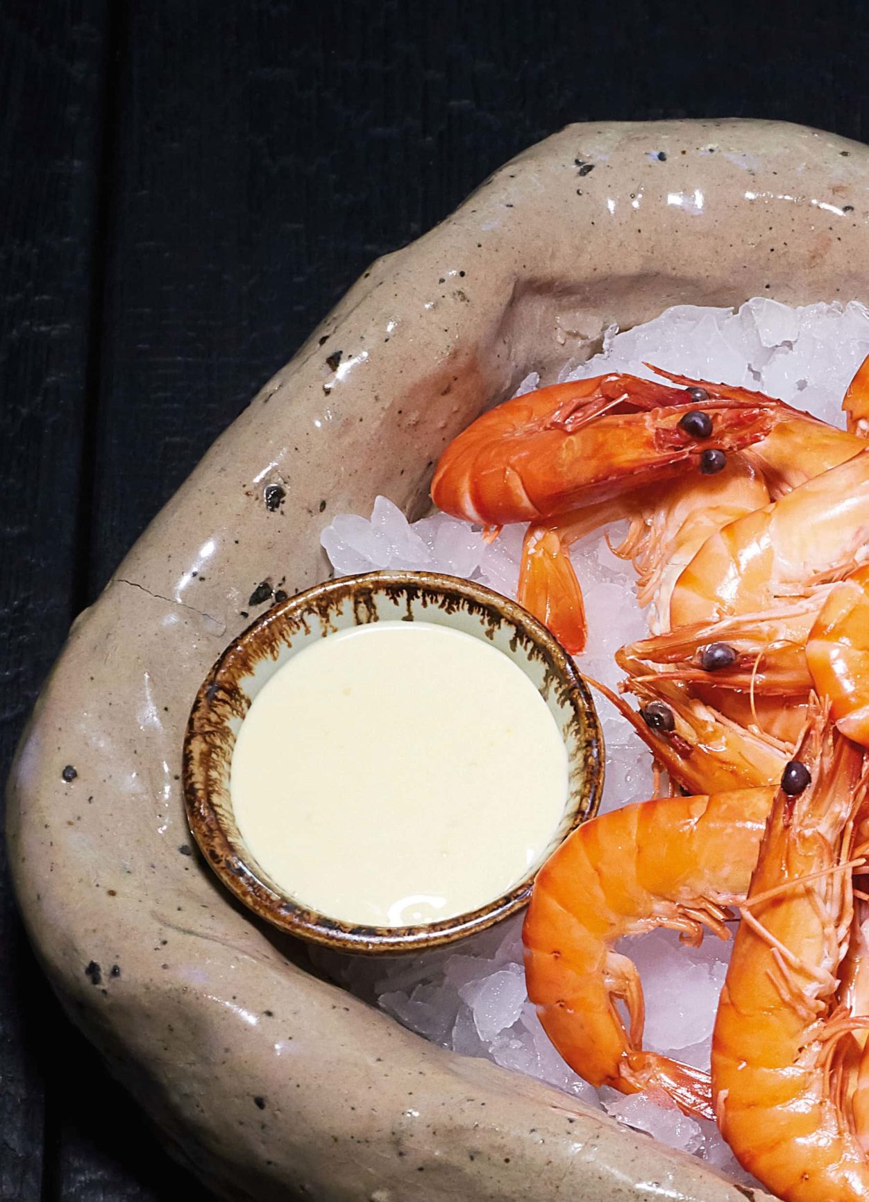 Mayonnaise und Shrimps